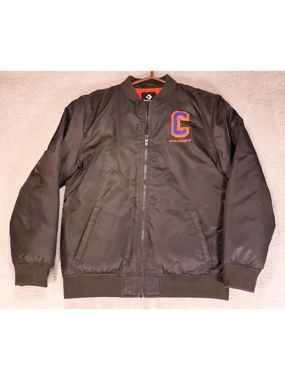 Converse Kids Black Bomber Jacket Boys XL C Chenille